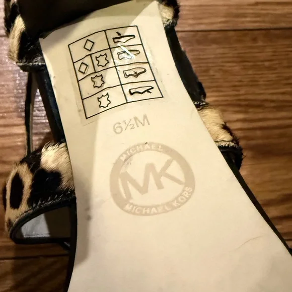 Michael Kors Evie Leopard Heels 6.5 Fur Calf Hair Platform Stiletto 4.25” Y2K - Picture 5 of 6